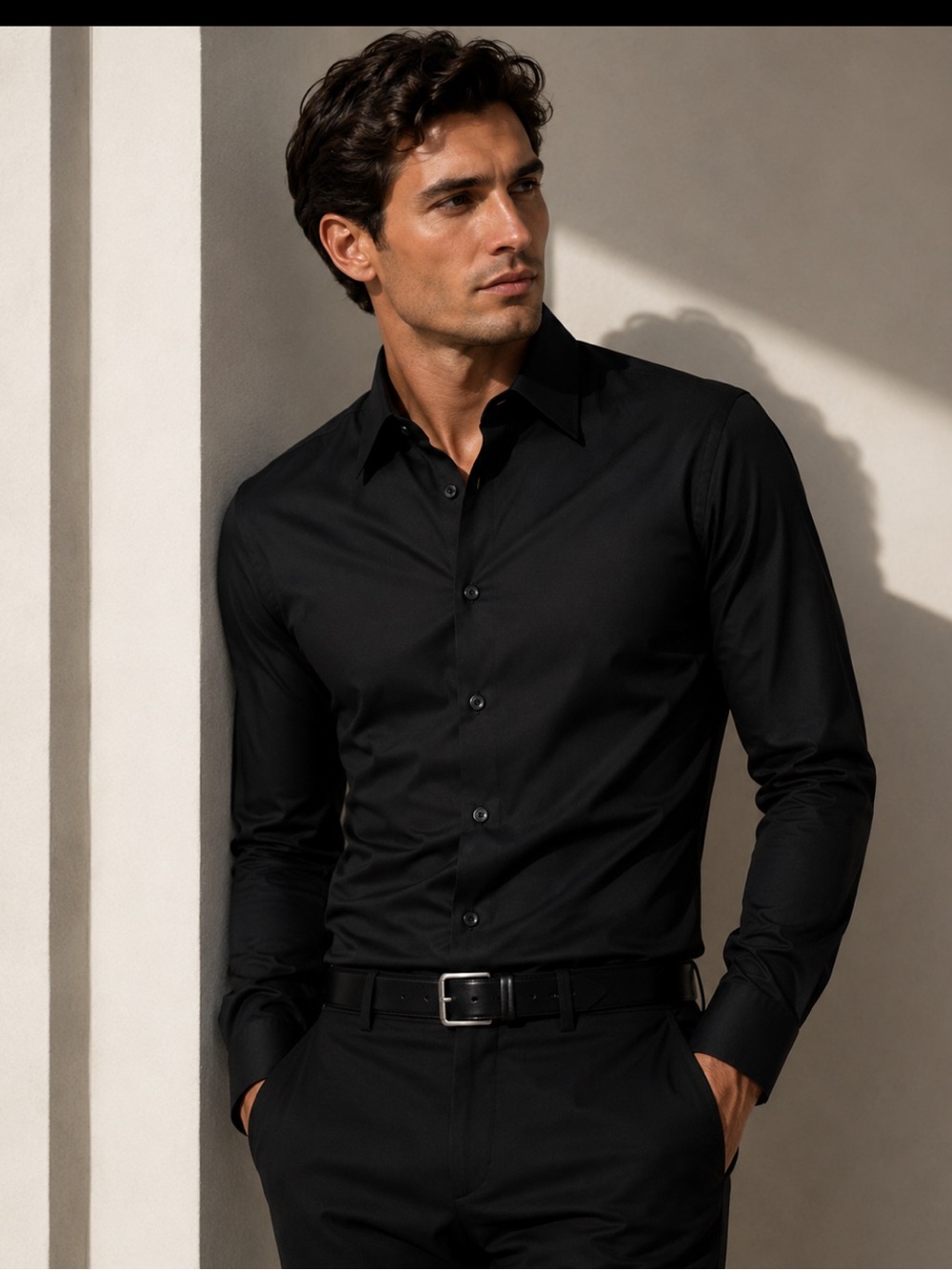 Teddy Stratford Small Men's Black Dress Shirt